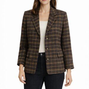 Jones New York Brown Plaid Jacket Size 10 Work Professional